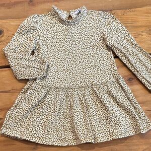 MAYORAL 3 Olive Flower Floral Printed Dress Ruffled Collar Cuffs